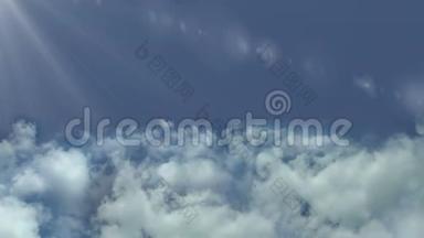 在云层中飞行，镜头在云层中移动，阿尔法通道
